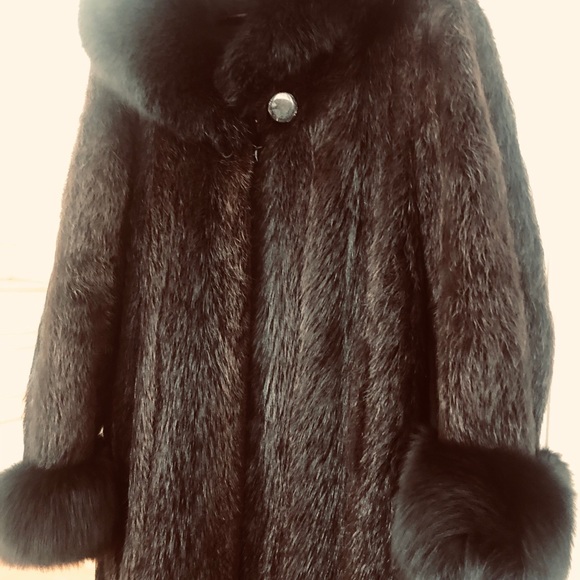 Real Long, extraordinary, fur fox and nutria coat, Size L , like new - Picture 2 of 14